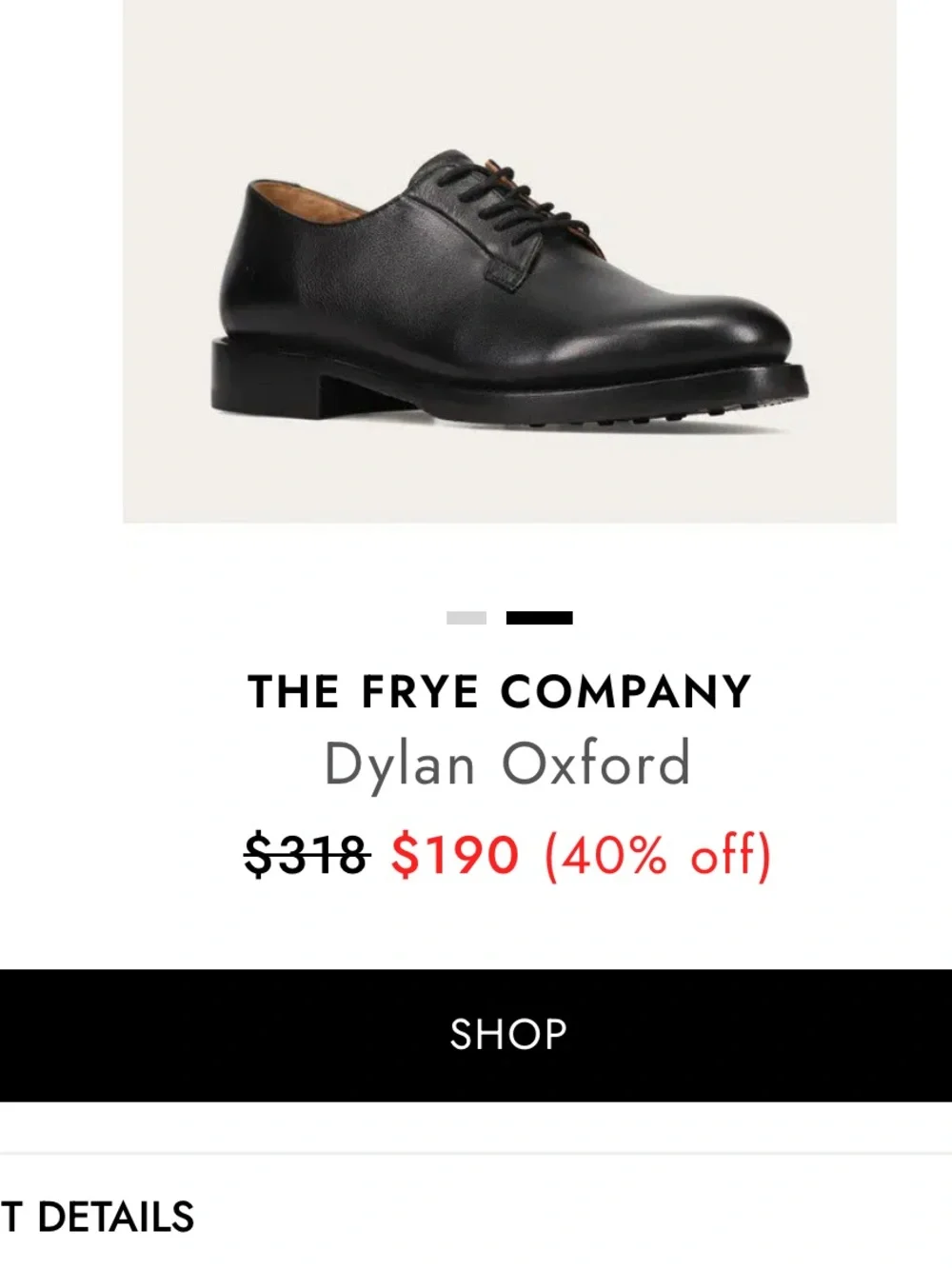 New Frye Black Leather Dylan Oxford Shoes - Smooth Lace up